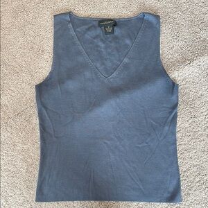 Banana Republic Dusty Blue 100% Silk Ribbed Tank Top